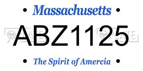 ABZ1125 Massachusetts License Plate