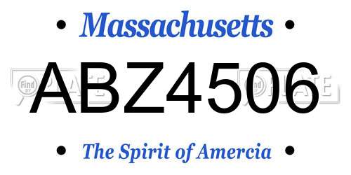 ABZ4506 Massachusetts License Plate