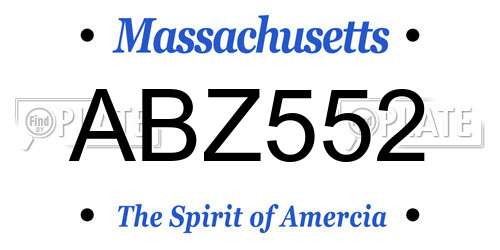 ABZ552 Massachusetts License Plate