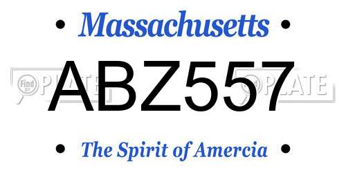 ABZ557 Massachusetts License Plate