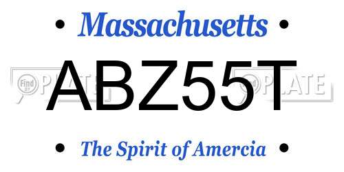 ABZ55T Massachusetts License Plate