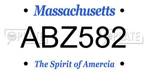 ABZ582 Massachusetts License Plate