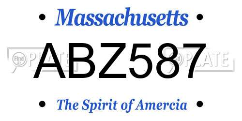 ABZ587 Massachusetts License Plate