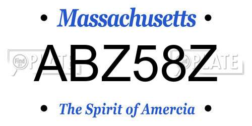 ABZ58Z Massachusetts License Plate