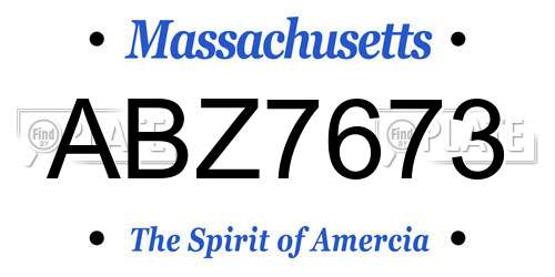 ABZ7673 Massachusetts License Plate