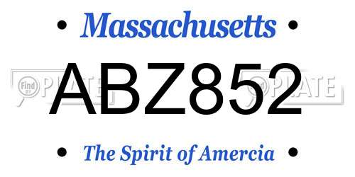 ABZ852 Massachusetts License Plate