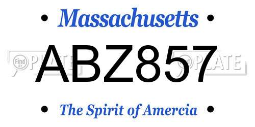ABZ857 Massachusetts License Plate