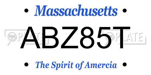 ABZ85T Massachusetts License Plate
