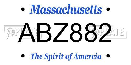 ABZ882 Massachusetts License Plate
