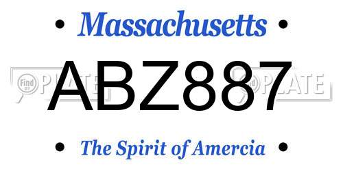 ABZ887 Massachusetts License Plate