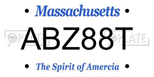 ABZ88T Massachusetts License Plate