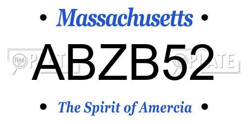 ABZB52 Massachusetts License Plate