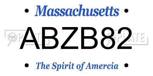 ABZB82 Massachusetts License Plate