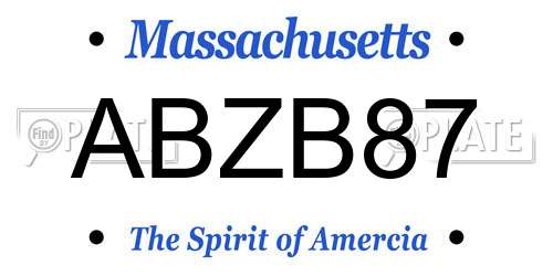 ABZB87 Massachusetts License Plate
