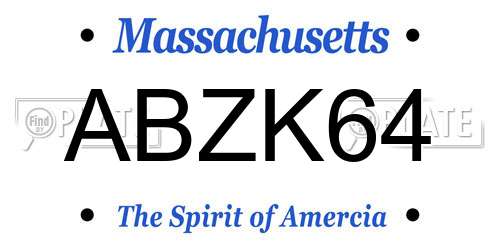 ABZK64 Massachusetts License Plate