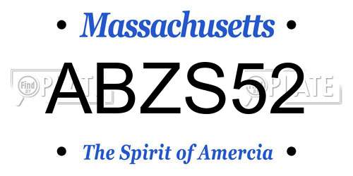 ABZS52 Massachusetts License Plate