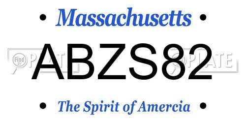 ABZS82 Massachusetts License Plate