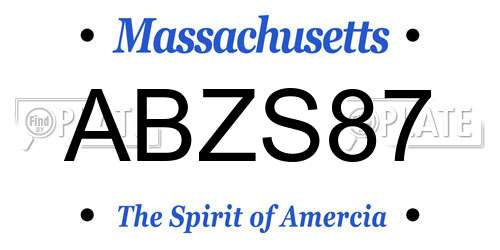 ABZS87 Massachusetts License Plate