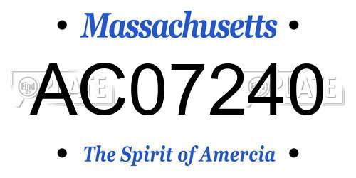 AC07240 Massachusetts License Plate