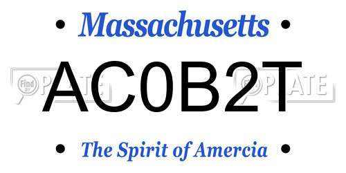 AC0B2T Massachusetts License Plate