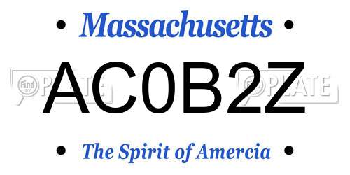 AC0B2Z Massachusetts License Plate