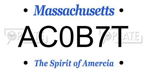 AC0B7T Massachusetts License Plate