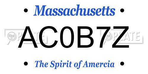 AC0B7Z Massachusetts License Plate