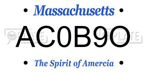 AC0B9O Massachusetts License Plate