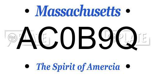 AC0B9Q Massachusetts License Plate
