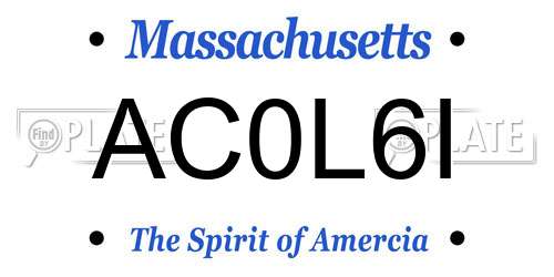 AC0L6I Massachusetts License Plate