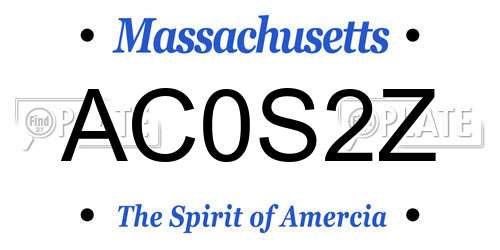 AC0S2Z Massachusetts License Plate