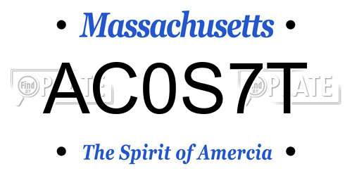 AC0S7T Massachusetts License Plate