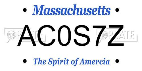 AC0S7Z Massachusetts License Plate