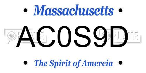 AC0S9D Massachusetts License Plate