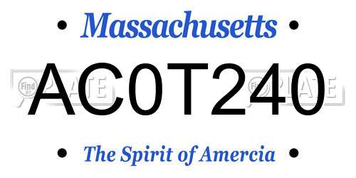 AC0T240 Massachusetts License Plate