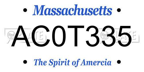 AC0T335 Massachusetts License Plate