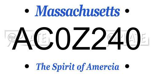 AC0Z240 Massachusetts License Plate