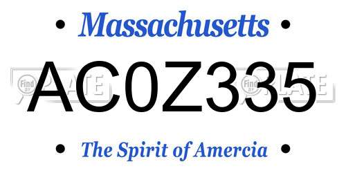 AC0Z335 Massachusetts License Plate