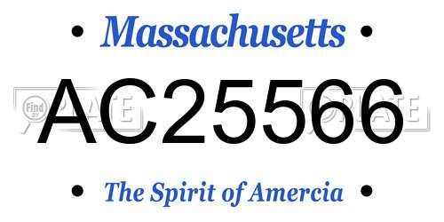 AC25566 Massachusetts License Plate