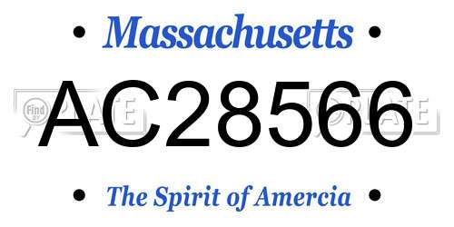 AC28566 Massachusetts License Plate