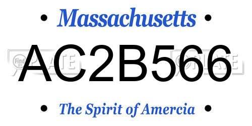 AC2B566 Massachusetts License Plate