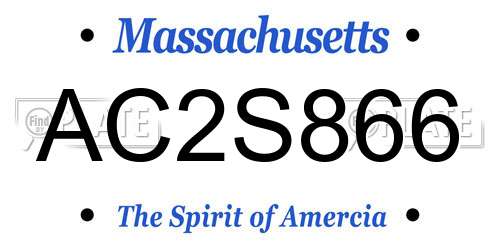 AC2S866 Massachusetts License Plate
