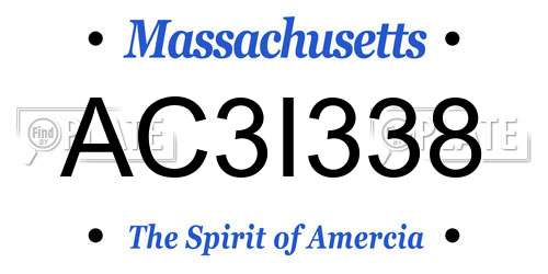 AC3I338 Massachusetts License Plate