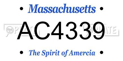 AC4339 Massachusetts License Plate