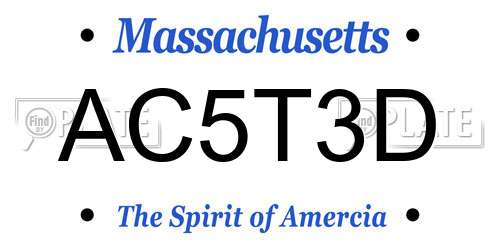AC5T3D Massachusetts License Plate