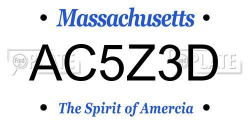 AC5Z3D Massachusetts License Plate