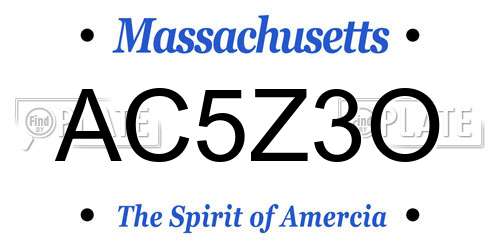 AC5Z3O Massachusetts License Plate