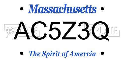 AC5Z3Q Massachusetts License Plate