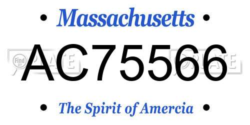 AC75566 Massachusetts License Plate