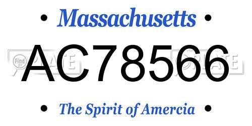 AC78566 Massachusetts License Plate